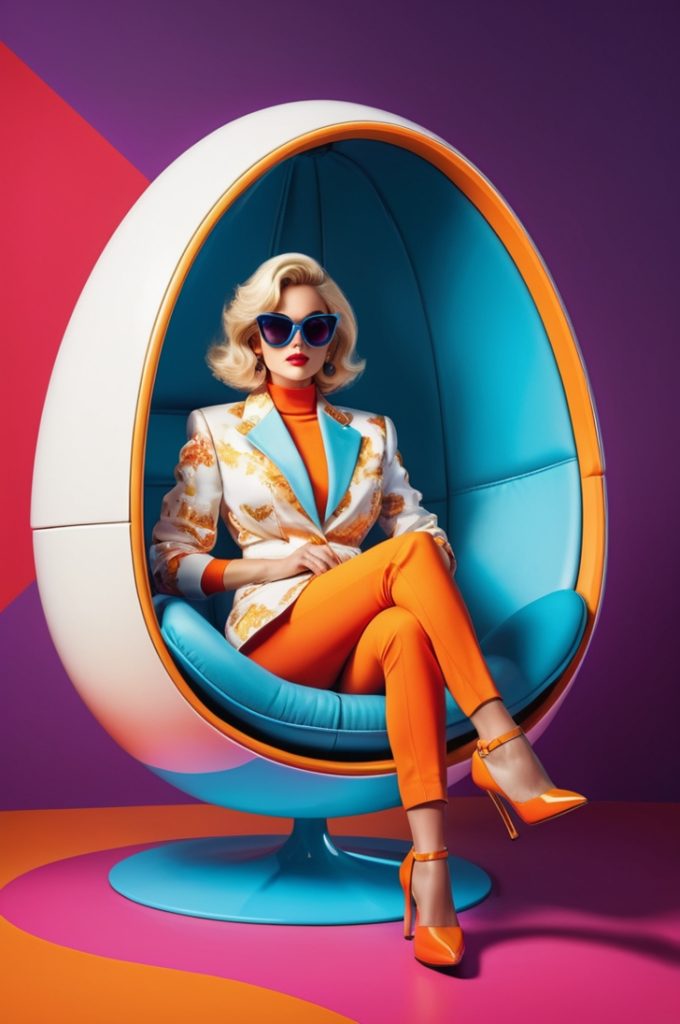 Retro portré tojásfotelben