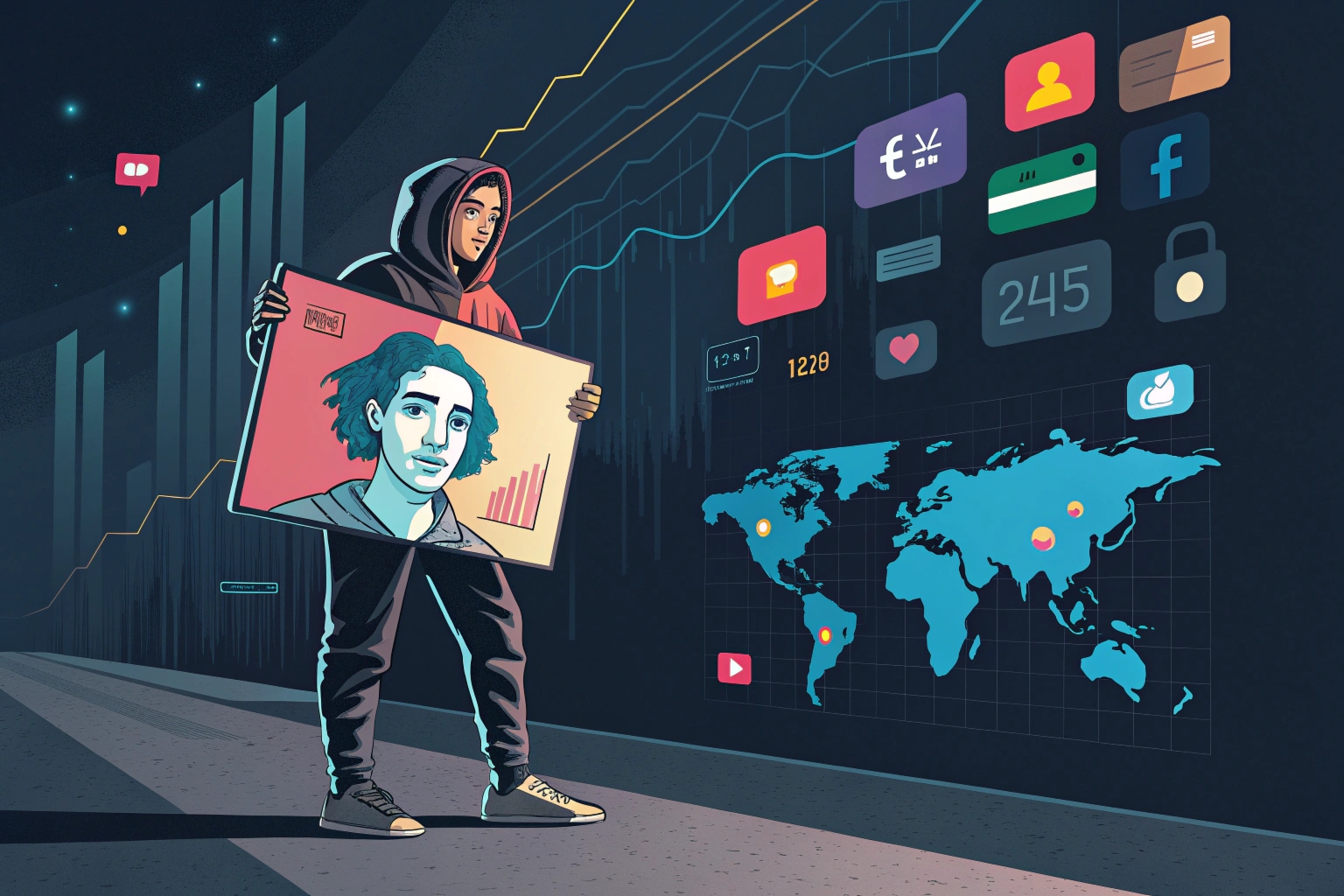 digit lis illusztr ci egy fiatal emberr l aki eg | MIfoto.hu - a [ MI ] közösségünk!