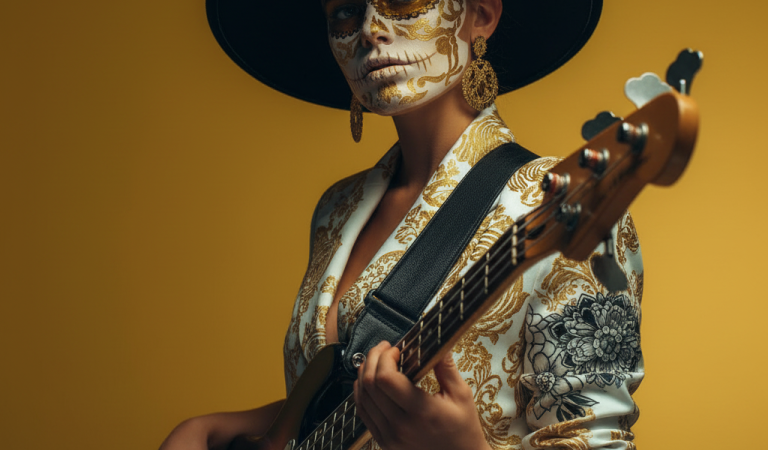 Portré Nő gitárral