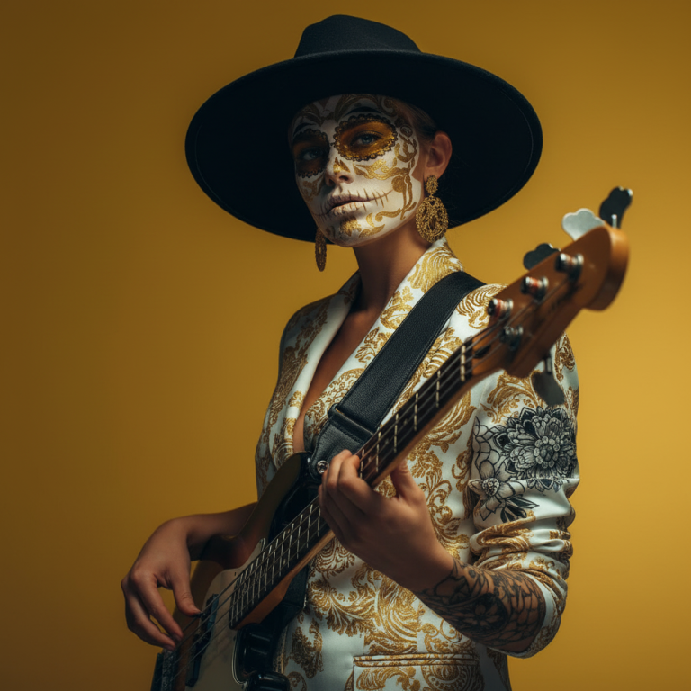 young tattooed white girl with bass guitar with ha | MIfoto.hu - a [ MI ] közösségünk!