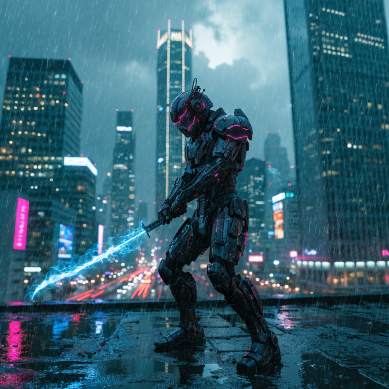 recraft v4 Modern ronin in futuristic tech armor cinematic photography skyscraper rooftop i 1 | MIfoto.hu - a [ MI ] közösségünk!