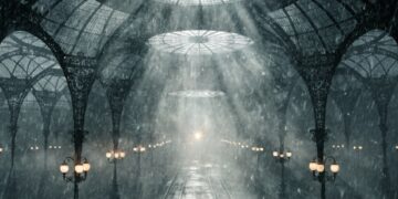 recraft v4 A lone traveler stands in a futuristic train station cinematic fog volumetric li 2 | MIfoto.hu - a [ MI ] közösségünk!