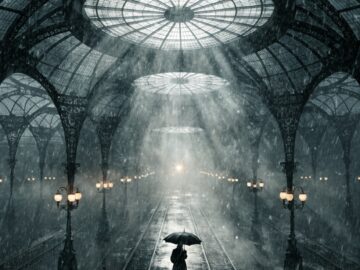 recraft v4 A lone traveler stands in a futuristic train station cinematic fog volumetric li 2 | MIfoto.hu - a [ MI ] közösségünk!